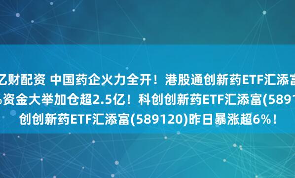 亿财配资 中国药企火力全开！港股通创新药ETF汇添富(159570)大涨超3%资金大举加仓超2.5亿！科创创新药ETF汇添富(589120)昨日暴涨超6%！